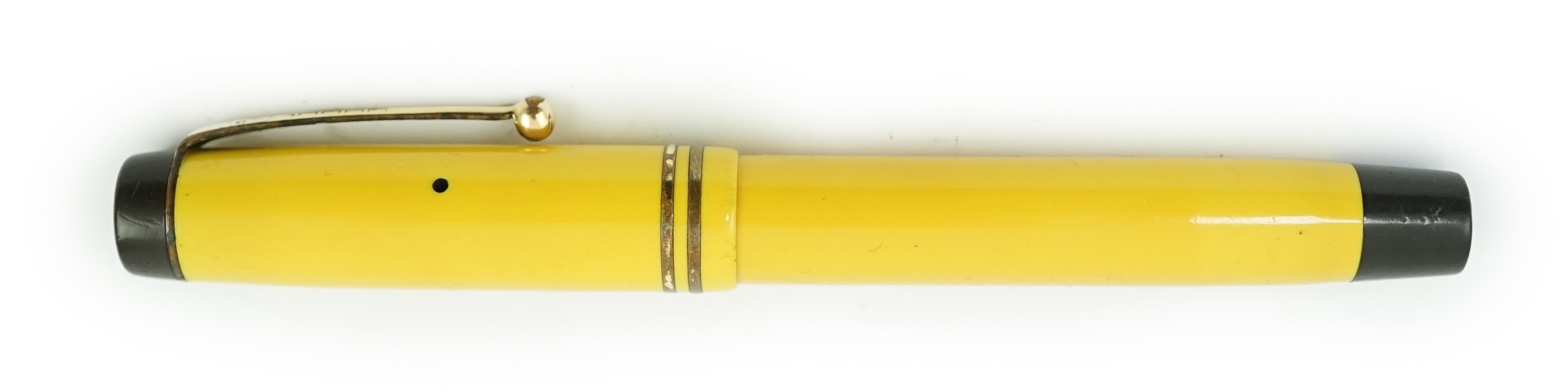 A Parker Duofold Junior Special fountain pen in mandarin yellow